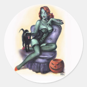 Halloween-Zombie-Mädchen-Button oben Runder Aufkleber