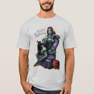 Halloween-Zombie-Mädchen-Button oben T-Shirt