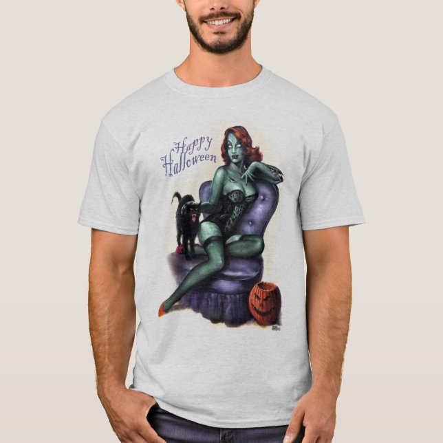 Halloween-Zombie-Mädchen-Button oben T-Shirt (Vorderseite)