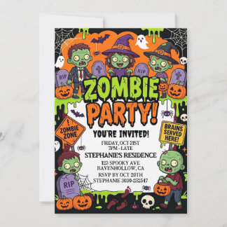 Halloween Zombie-Party Einladung