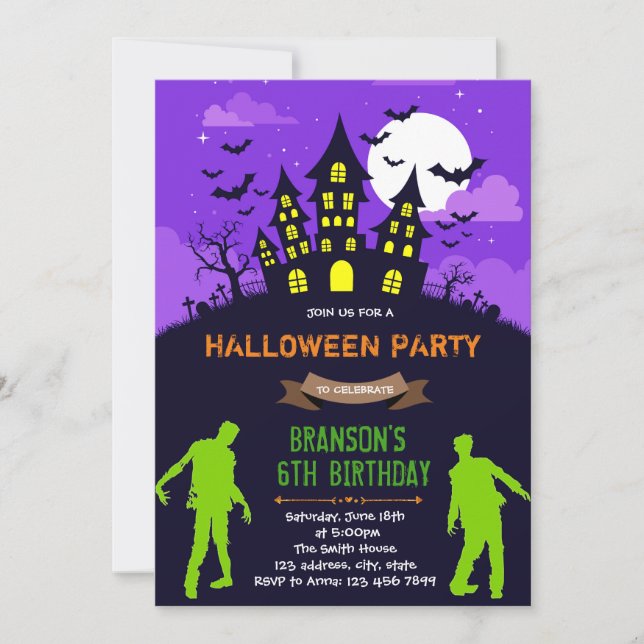 Halloween-Zombie-Party Einladung (Vorderseite)