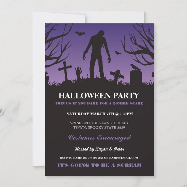 Halloween Zombie Party Spooky Friedhof Einladung (Vorderseite)