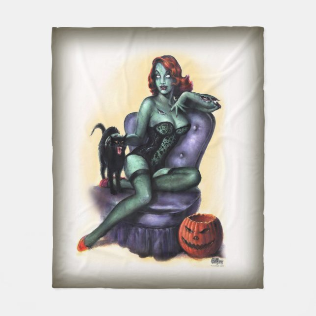 Halloween-Zombie-Pin-Up-Girl Fleecedecke (Vorderseite)