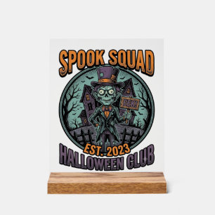 Halloween-Zombie-Shirt Lustiges Spook Squad Gravie Acrylschild