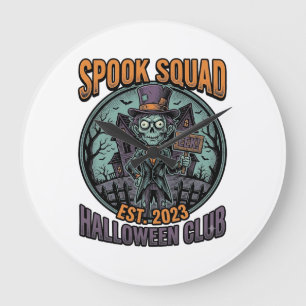 Halloween-Zombie-Shirt Lustiges Spook Squad Gravie Große Wanduhr