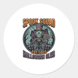 Halloween-Zombie-Shirt Lustiges Spook Squad Gravie Runder Aufkleber