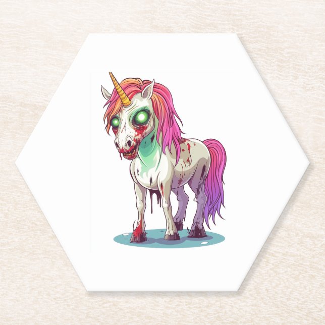 Halloween Zombie Unicorn Untersetzer (Vorderseite)