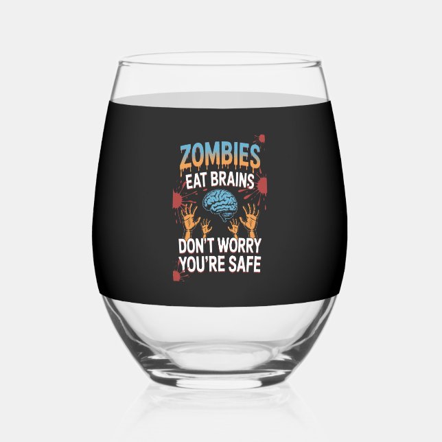 Halloween Zombie Weinglas Ohne Stiel (Vorderseite)