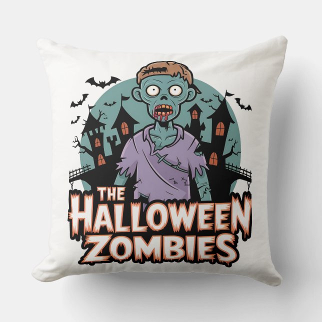 Halloween Zombies Zuhause Throw Kissen: Spooky New Kissen (Vorderseite)