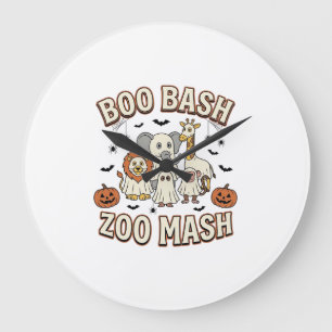 Halloween-Zoo-Boo-Bash-Lustige-Tierparty_1 Große Wanduhr