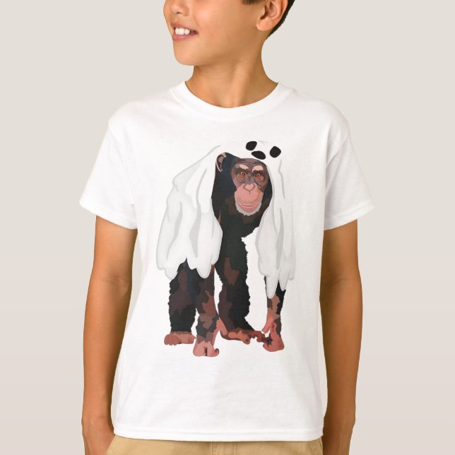 Halloween Zoo Chimp Ghost T-Shirt (Vorderseite)
