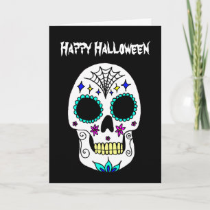 Halloween-Zuckerschädel-Grußkarte Karte