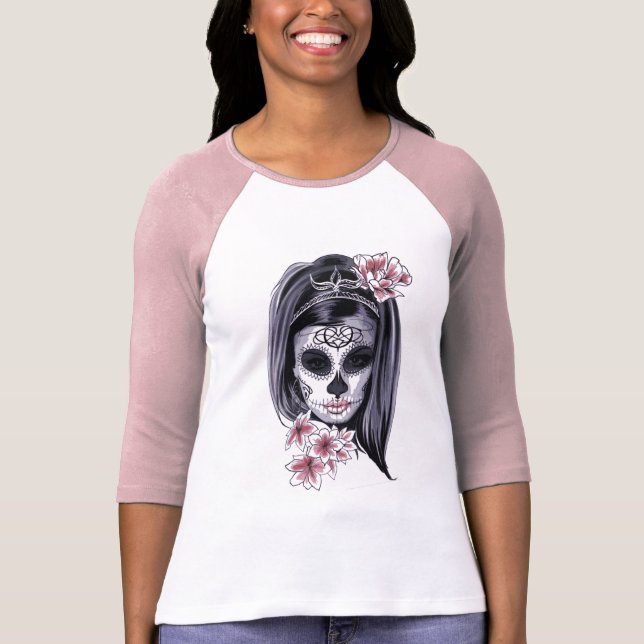 Halloween-Zuckerschädel T-Shirt (Vorderseite)