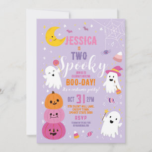 Halloween ZWEI Girls Party Geister Lila Einladung