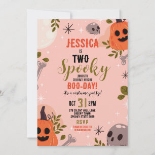 Halloween ZWEI Girls Party Ghosts Pink Einladung