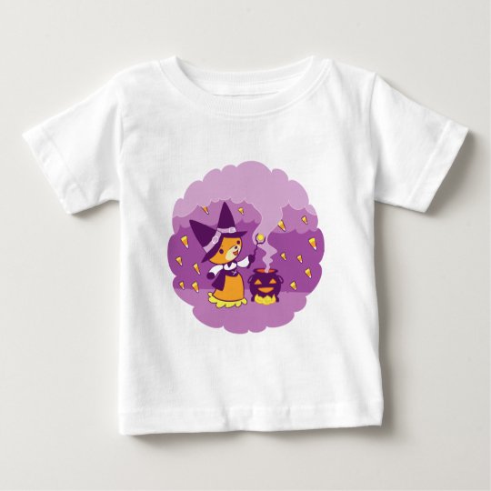 Halloweenfox-Hexe, die Süßigkeit zusammenruft Baby T-shirt