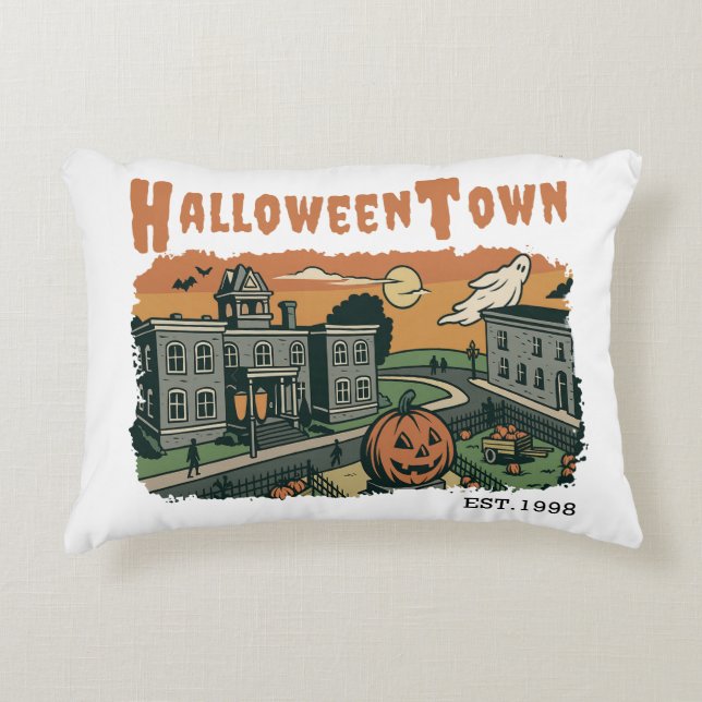 Halloweenhooky Sunset Scene - Vintager Schatten Dekokissen (Vorderseite)