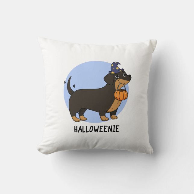Halloweenie Funny Sausage Dog Puff Kissen (Vorderseite)