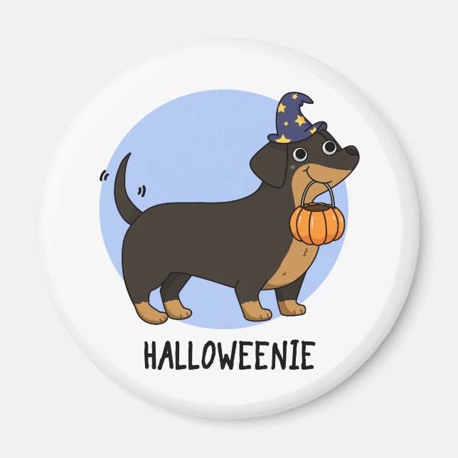 Halloweenie Funny Sausage Dog Puff Magnet (Vorne)