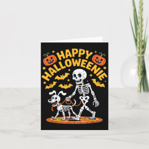Halloweenie-Skelett-Spaziergang Lustiger Hundebesi Karte