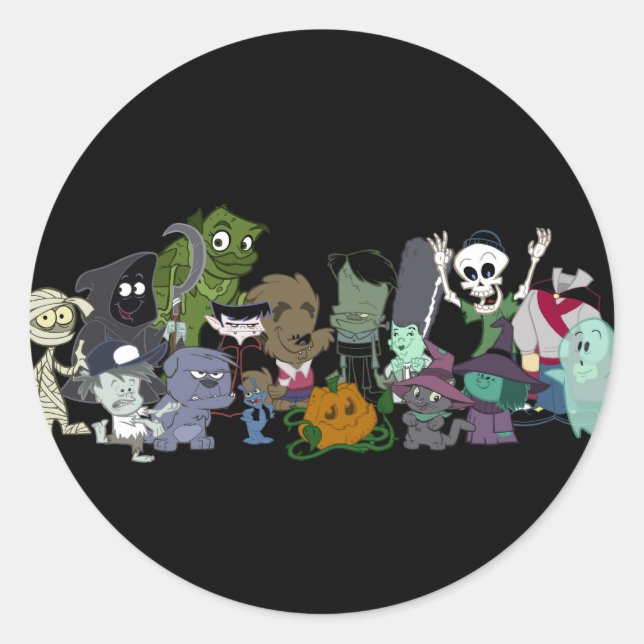 Halloweenies Group Foto Runder Aufkleber (Vorderseite)