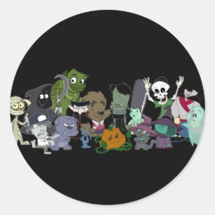 Halloweenies Gruppen-Foto Runder Aufkleber