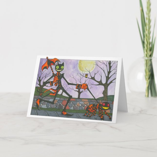 "Halloweenkatzen-u. -taschen-" leere Karte (Vorderseite)