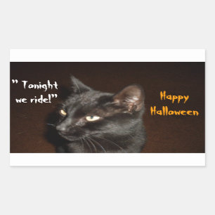 HALLOWEENschwarzer CAT-FAHRaufkleber Rechteckiger Aufkleber