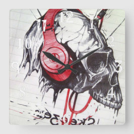 Halloweentag u. -nacht quadratische wanduhr