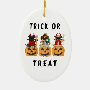 Halloweentrick-oder -Leckerei-Mops-Hunde Keramikornament