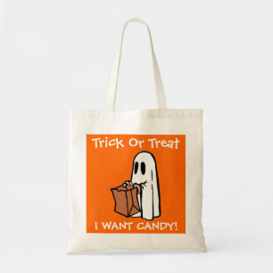 Halloweentrick oder -Leckerei will ich Tragetasche