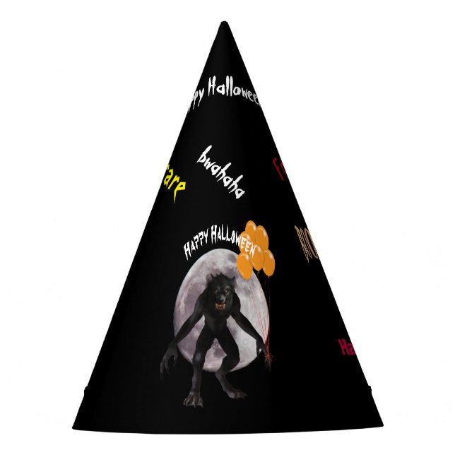 HalloweenWerewolf mit Ballonen Partyhütchen (Vorderseite)