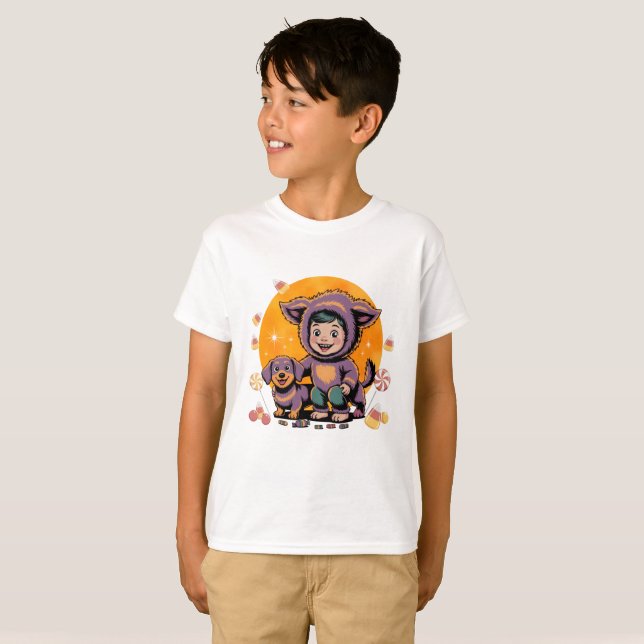 HalloweenWolf Pals Kinder Kostüm T-Shirt (Vorne ganz)