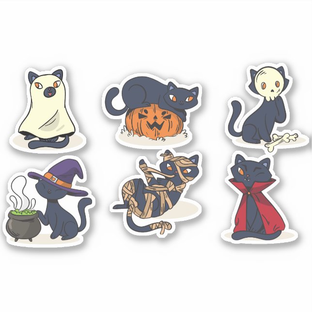 HALLOWEER CAT-POSEN VECTOR-SET AUFKLEBER (Vorderseite)