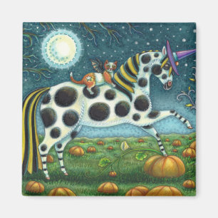 HALLOWEER GEPUNKTETER PONY & BAT CAT Whimsical Magnet