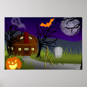 HALLOWEER POSTER - SPUK MANSION - WALL ART