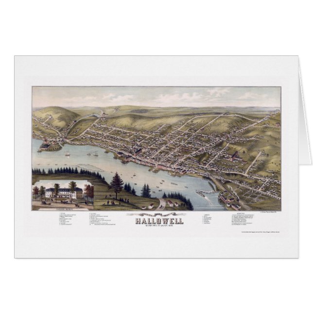Hallowell, JE carte panoramique - 1878 (Devant horizontal)