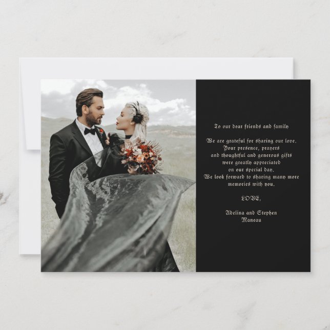 Hallowen Gothic Skulls Tarot The Lovers Wedding Dankeskarte (Vorderseite)