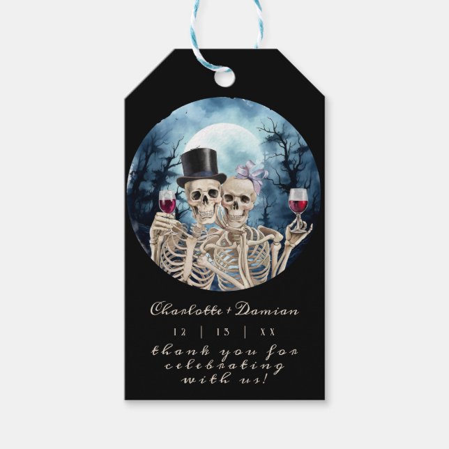 Hallowen Gothic Skulls Tarot The Lovers Wedding Geschenkanhänger (Vorderseite)