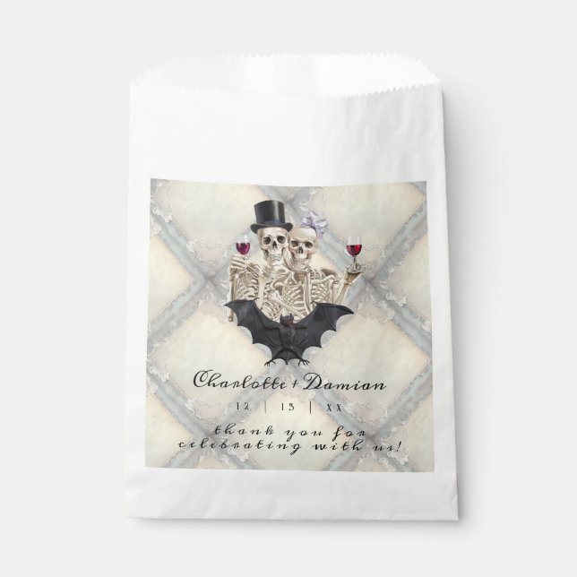 Hallowen Gothic Skulls Tarot The Lovers Wedding Geschenktütchen (Vorderseite)