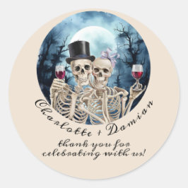 Hallowen Gothic Skulls Tarot The Lovers Wedding Runder Aufkleber