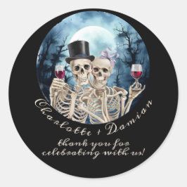 Hallowen Gothic Skulls Tarot The Lovers Wedding Runder Aufkleber