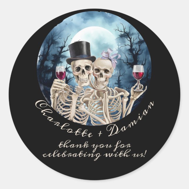 Hallowen Gothic Skulls Tarot The Lovers Wedding Runder Aufkleber (Vorderseite)