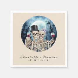 Hallowen Gothic Skulls Tarot The Lovers Wedding Serviette