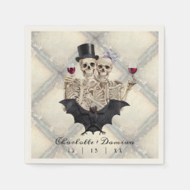 Hallowen Gothic Skulls Tarot The Lovers Wedding Serviette