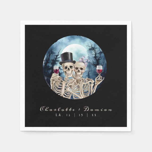 Hallowen Gothic Skulls Tarot The Lovers Wedding Serviette (Vorderseite)
