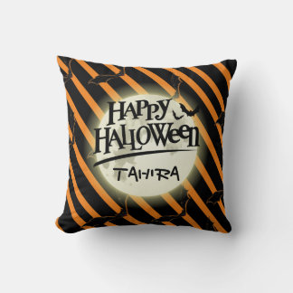 Hallowen Streifen und Fledermäuse Kissen