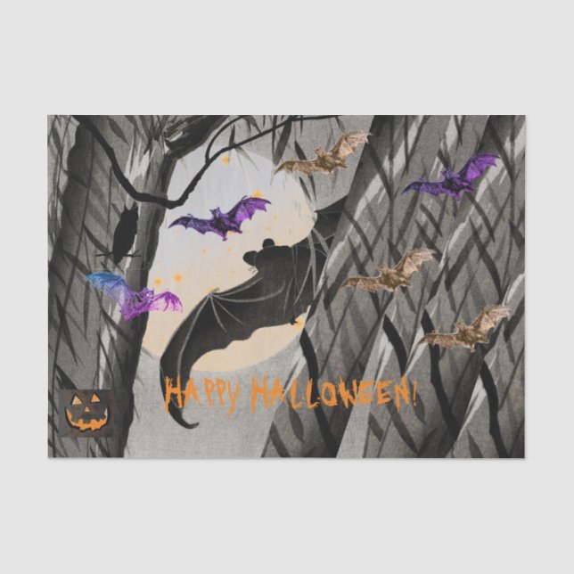 HALLOWENBATTEN AUS Zwirnpapier IN EINEM VOLLEN MON Seidenpapier (Vorderseite)