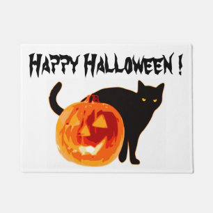 HALLOWEWEE SCHWARZE KATZE UND PUMPKIN FUßMATTE