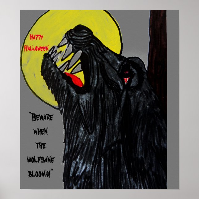 HALLOWEWEE WEREWOLF BEWARE DAS MOON-Poster Poster (Vorne)